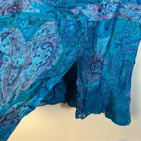 CAITE WOMAN Top Sleeveless Size 1X Blue Paisley Print Babydoll Fairy Whimsy NEW - Picture 9 of 11